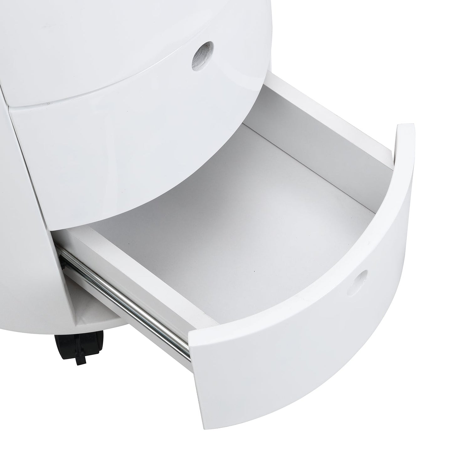 Table de chevet DOLIO Drum Chest, table d'appoint tonneau avec tiroirs blanc brillant 3 tiroirs