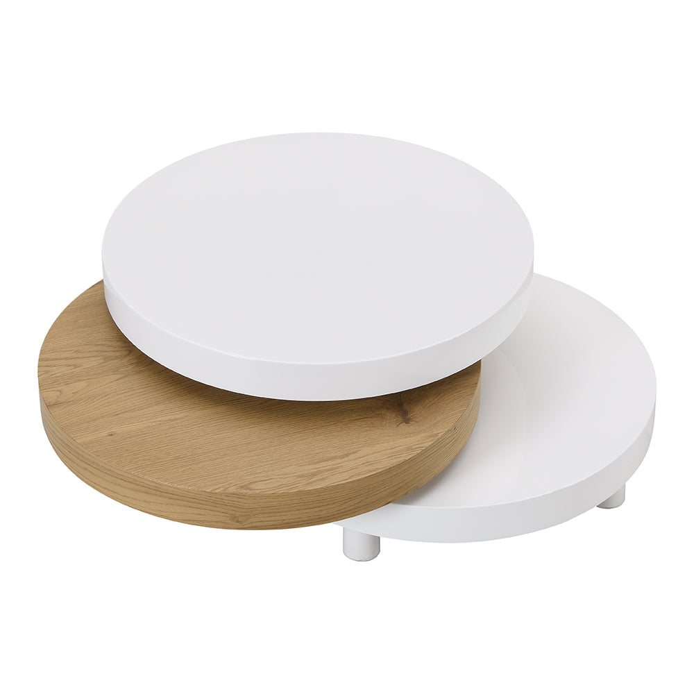 Table basse rotative brillante à 3 niveaux Gomboc