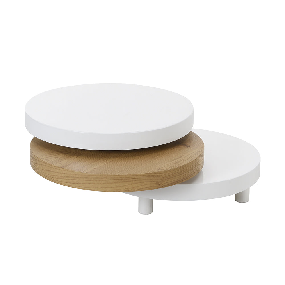 Table basse rotative brillante à 3 niveaux Gomboc