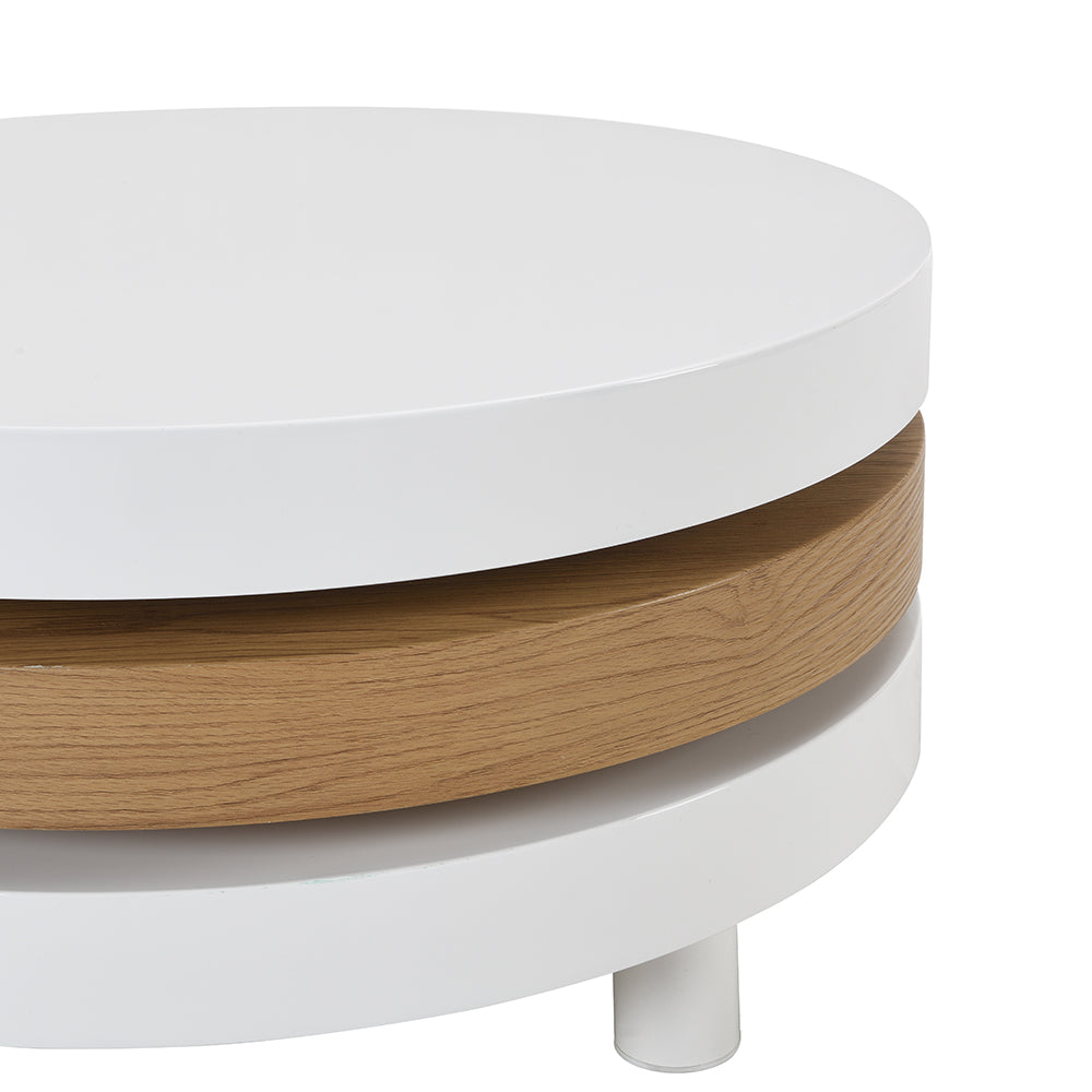 Table basse rotative brillante à 3 niveaux Gomboc