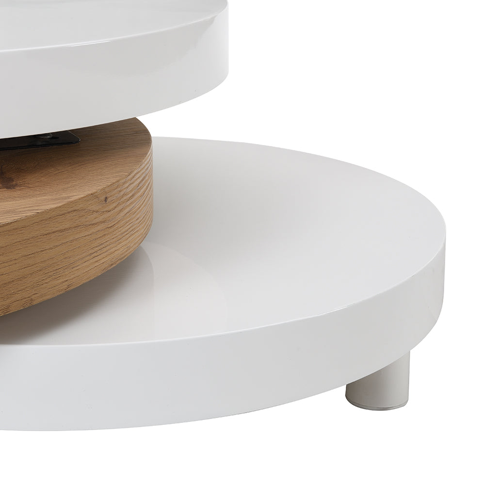 Table basse rotative brillante à 3 niveaux Gomboc