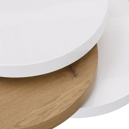 Table basse rotative brillante à 3 niveaux Gomboc