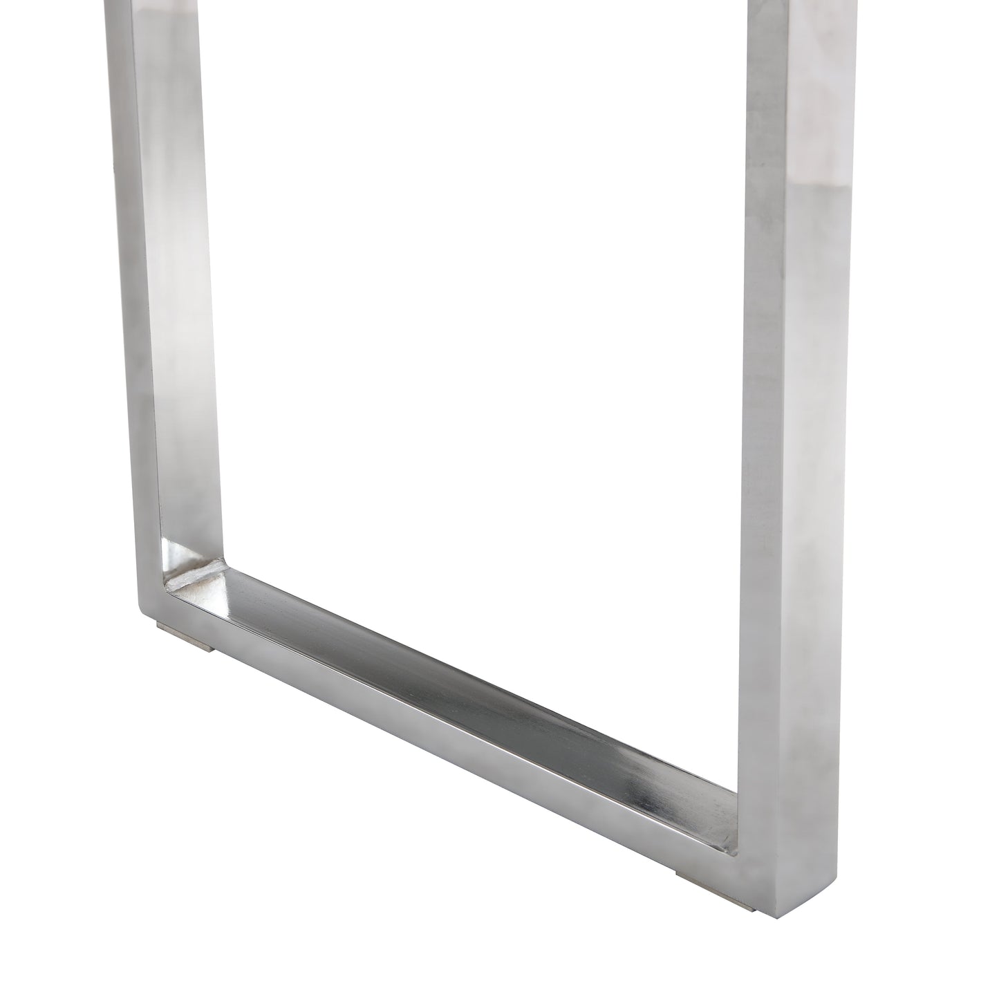 Console BIASCA effet marbre brillant 120 cm avec pieds chromés argentés