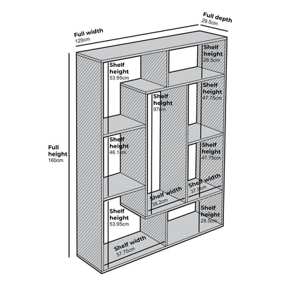 Bibliothèque/étagère d'exposition Riva 160 cm de hauteur