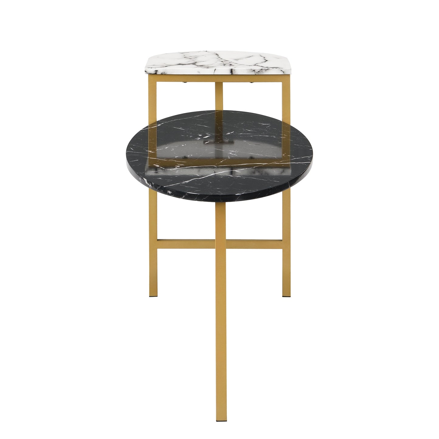 Table basse ovale effet marbre noir et blanc Sarina