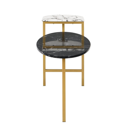 Table basse ovale effet marbre noir et blanc Sarina