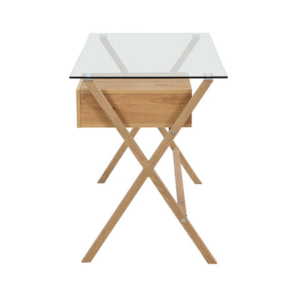 Bureau en verre Exton à 1 tiroir