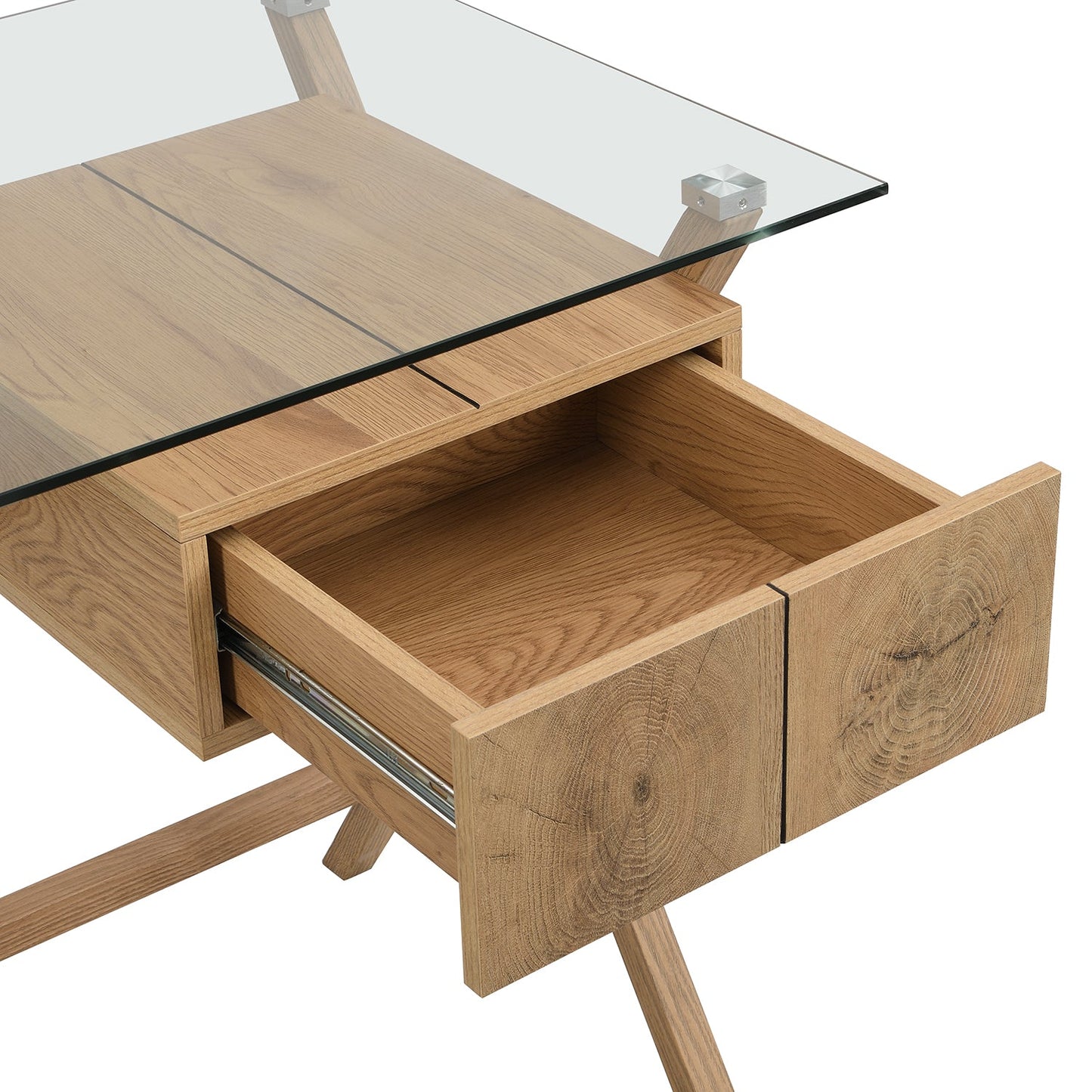 Bureau en verre Exton à 1 tiroir