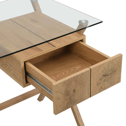 Bureau en verre Exton à 1 tiroir