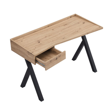 Bureau Lytton à 1 tiroir effet chêne avec plateau incliné