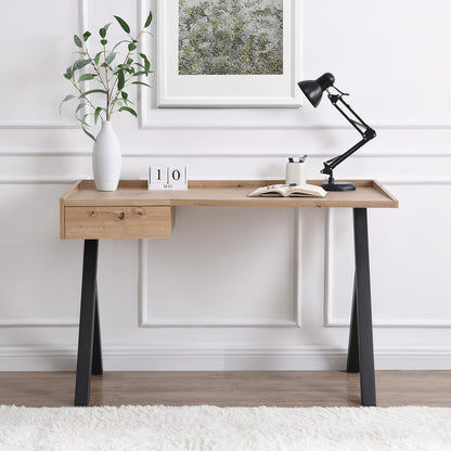 Bureau Lytton à 1 tiroir effet chêne avec plateau incliné