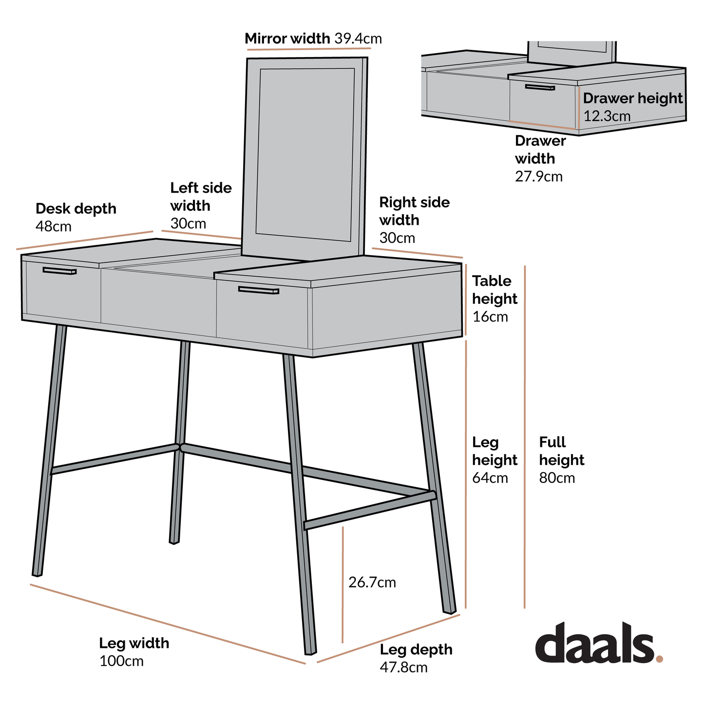 Coiffeuse console effet chêne Selwyn