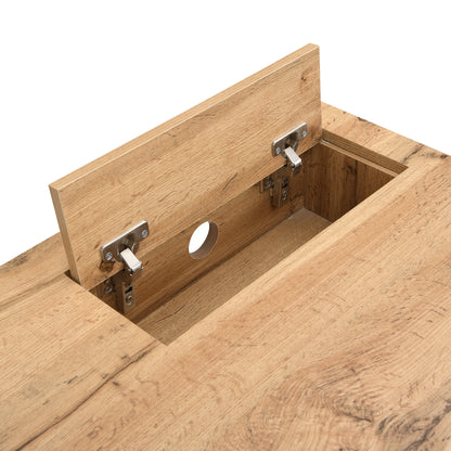 Bureau Vaxjo 1 tiroir effet chêne avec rangement pour câbles