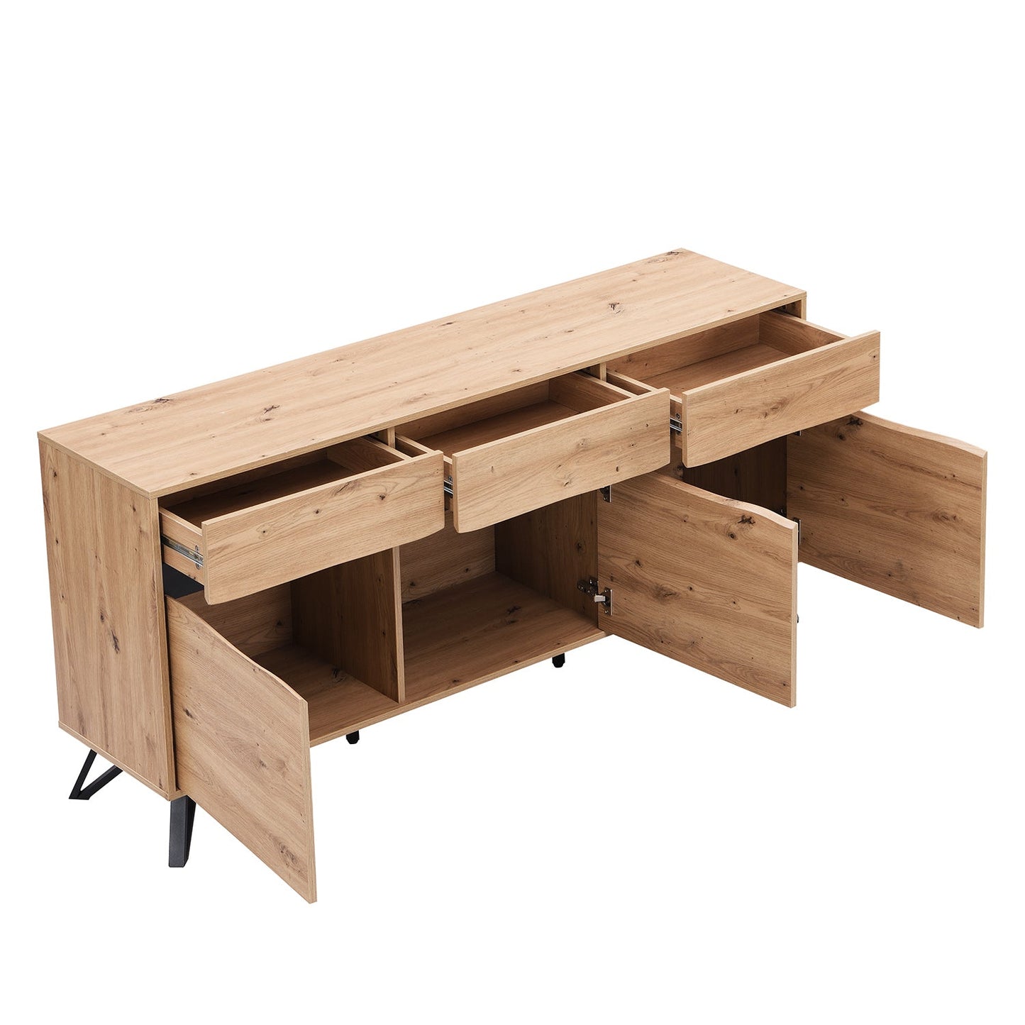 Grand buffet Weston effet chêne 3 portes et 3 tiroirs