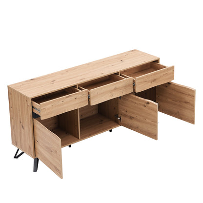 Grand buffet Weston effet chêne 3 portes et 3 tiroirs