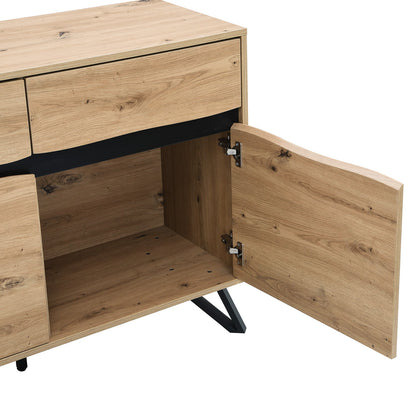 Grand buffet Weston effet chêne 3 portes et 3 tiroirs