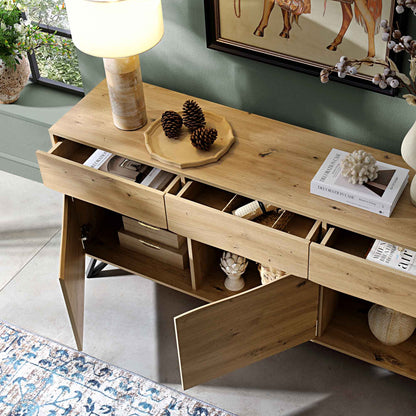 Grand buffet Weston effet chêne 3 portes et 3 tiroirs