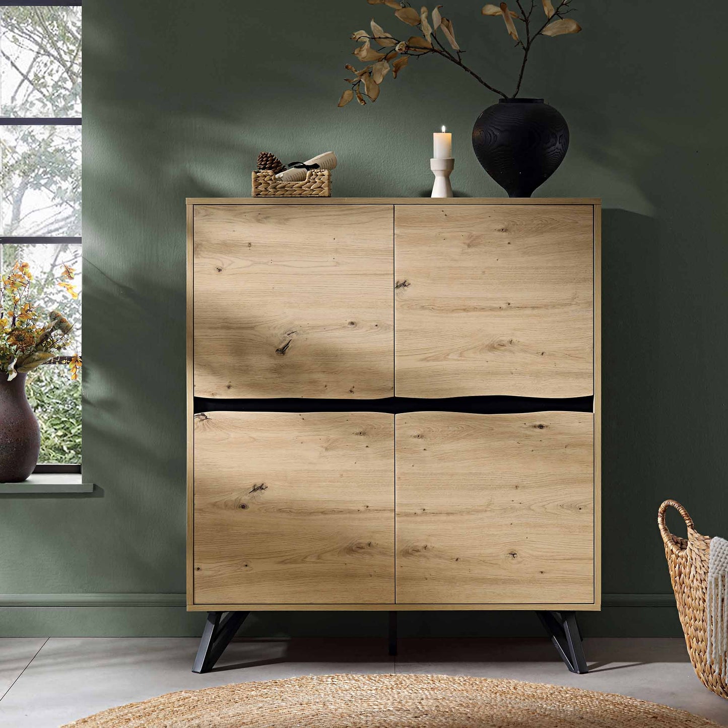 Armoire à 4 portes effet chêne Weston