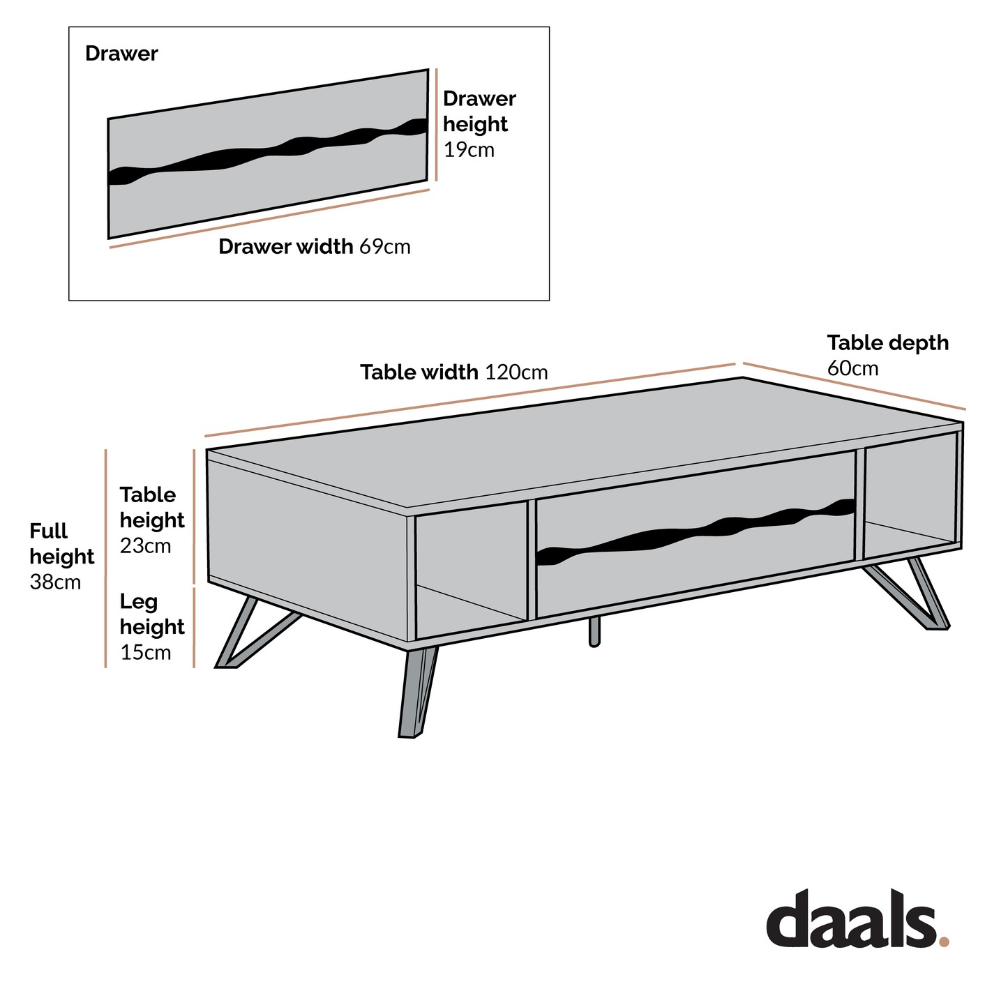 Table basse effet chêne Weston