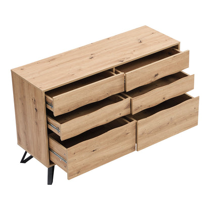 Commode à 6 tiroirs Weston effet chêne