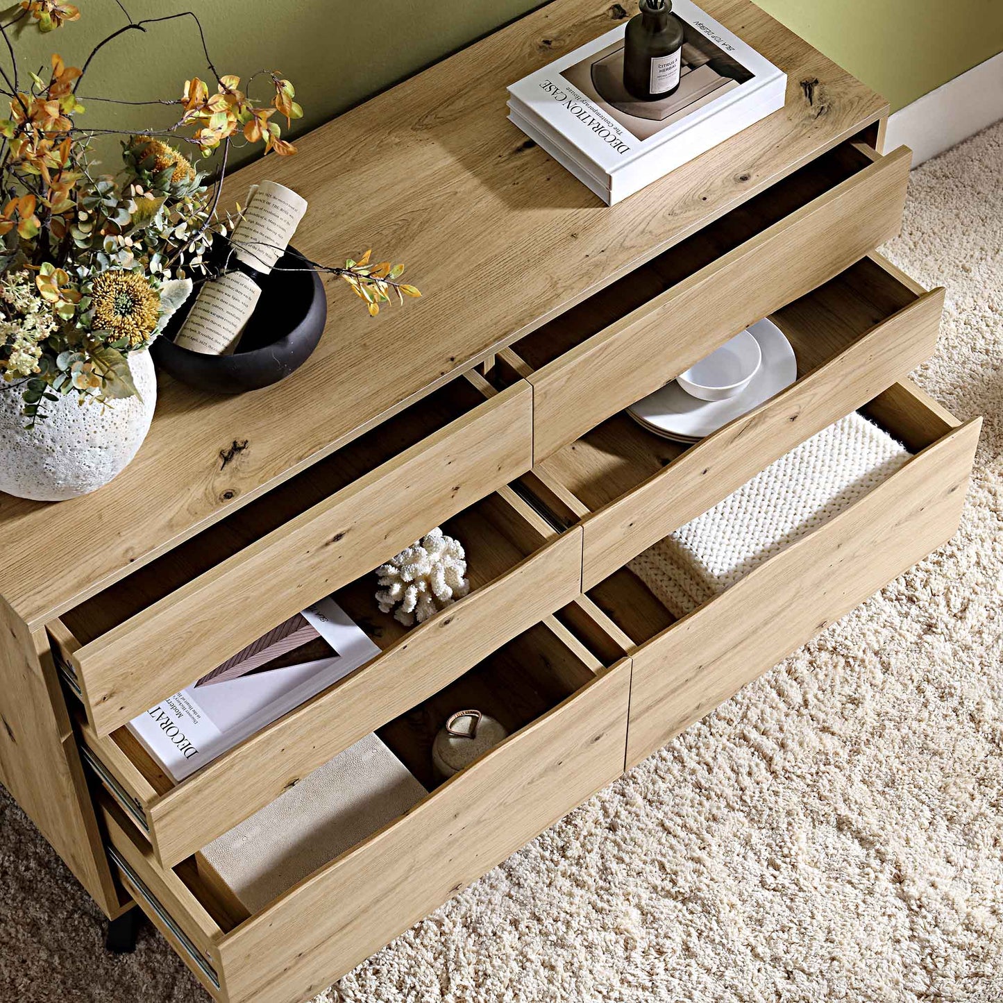 Commode à 6 tiroirs Weston effet chêne