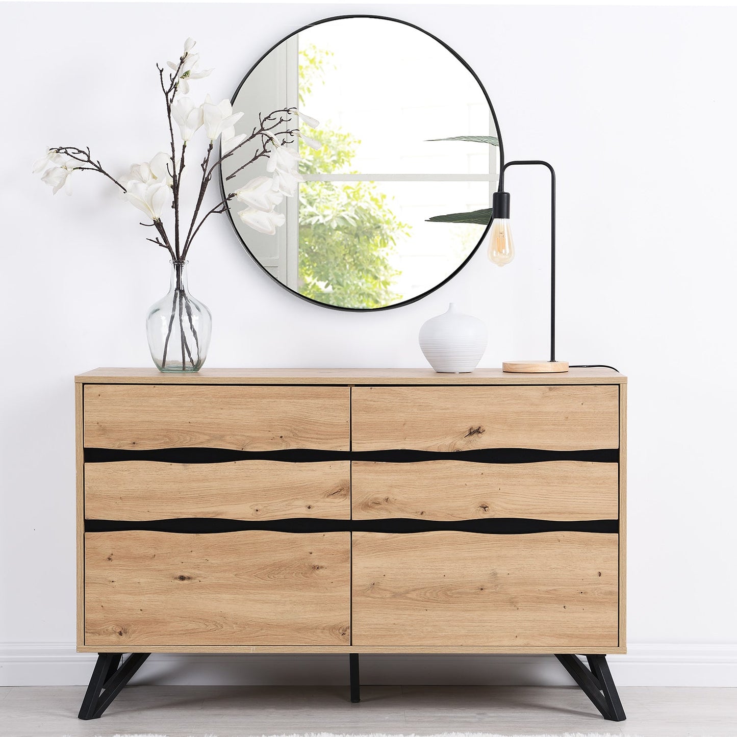 Commode à 6 tiroirs Weston effet chêne