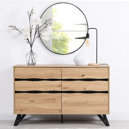 Commode à 6 tiroirs Weston effet chêne