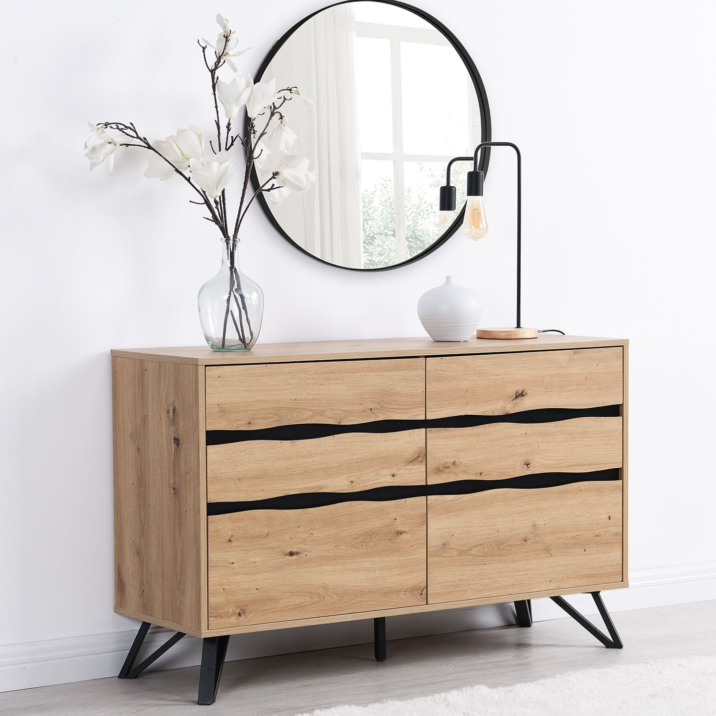 Commode à 6 tiroirs Weston effet chêne