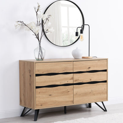 Commode à 6 tiroirs Weston effet chêne