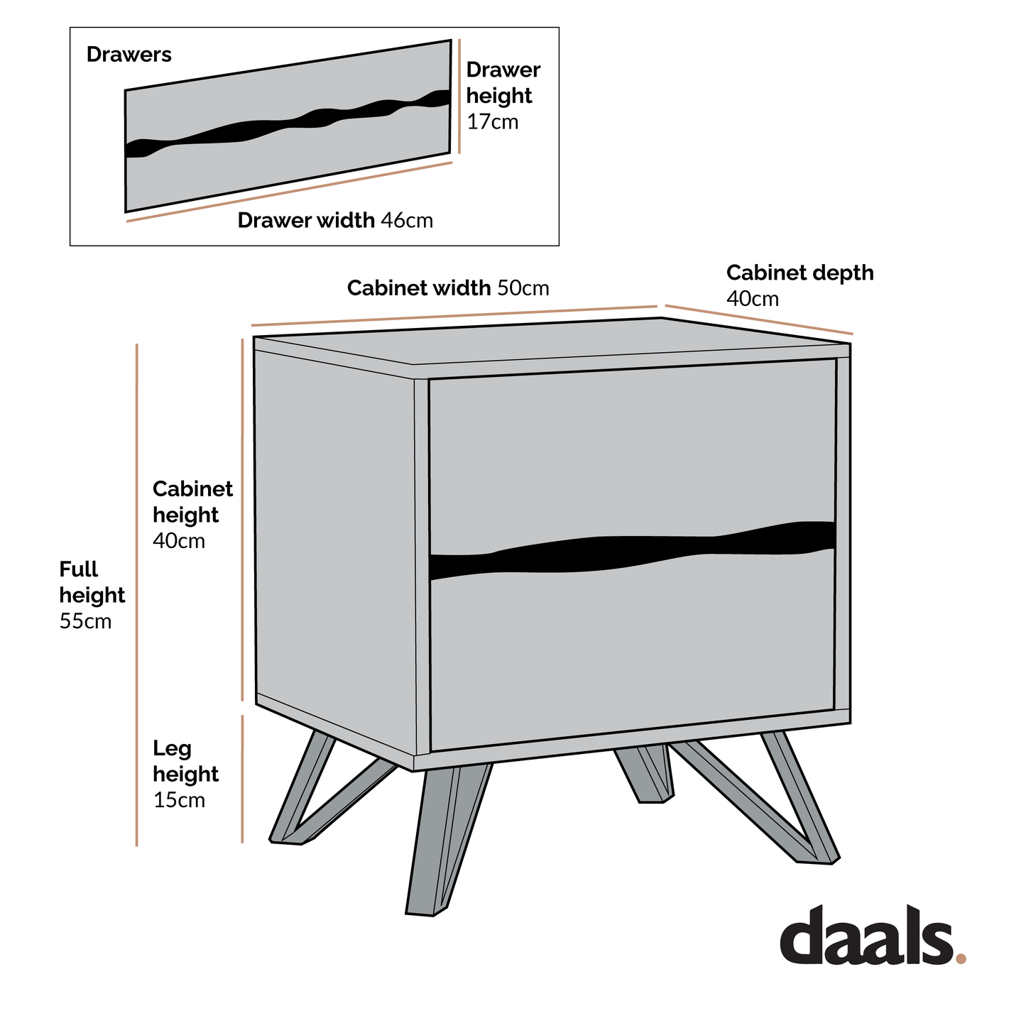 Table de chevet à 2 tiroirs effet chêne Weston