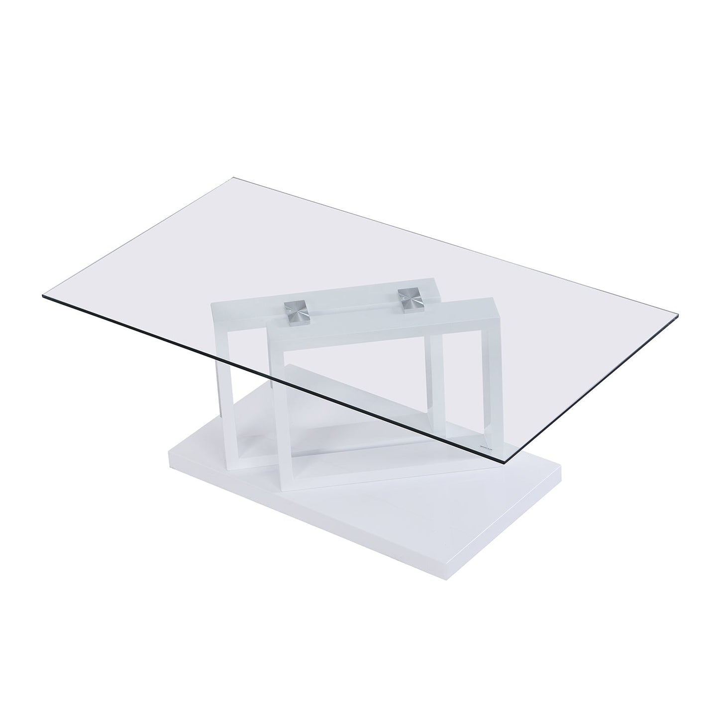 Table basse Lucent blanche brillante avec plateau en verre