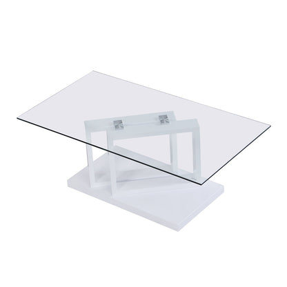 Table basse Lucent blanche brillante avec plateau en verre