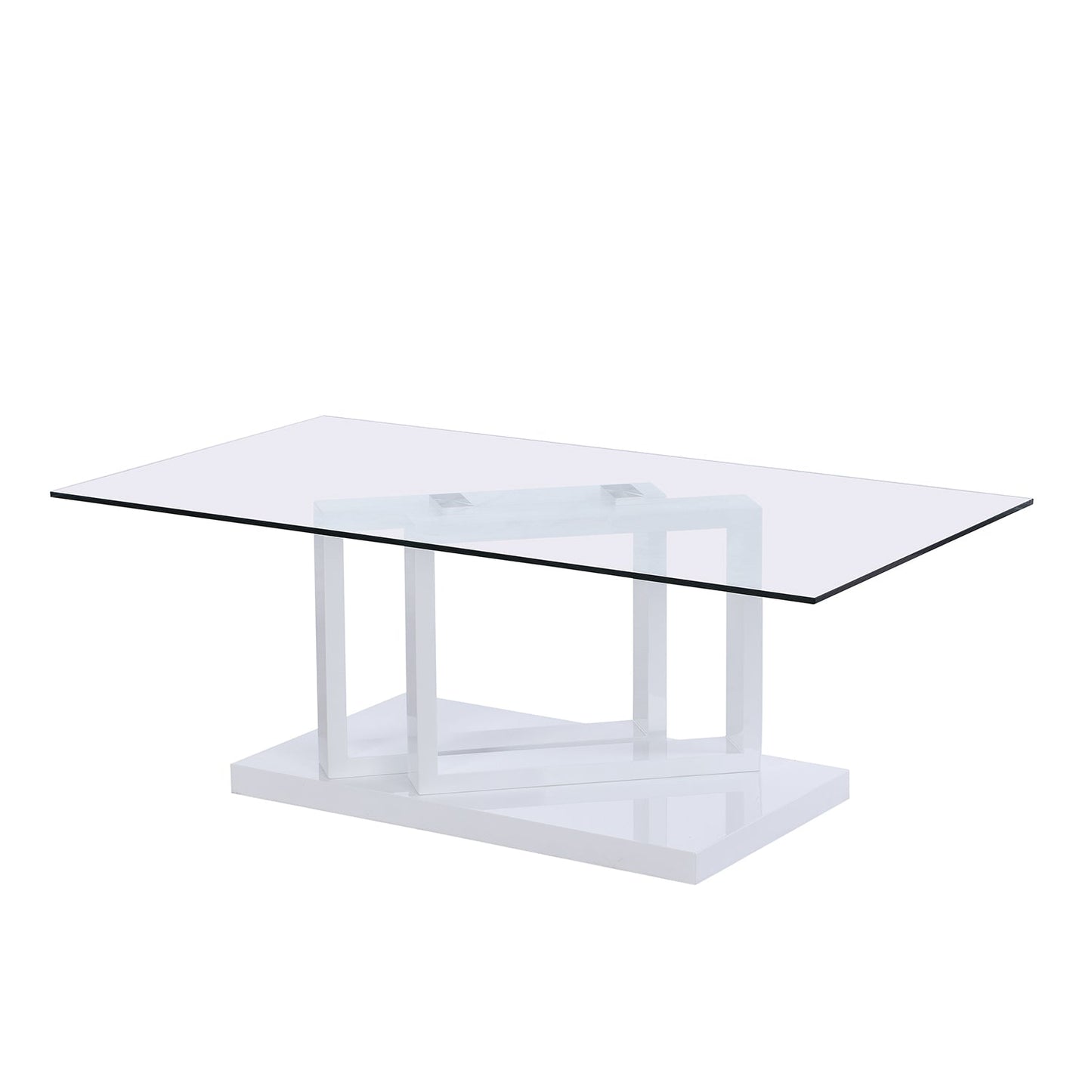 Table basse Lucent blanche brillante avec plateau en verre