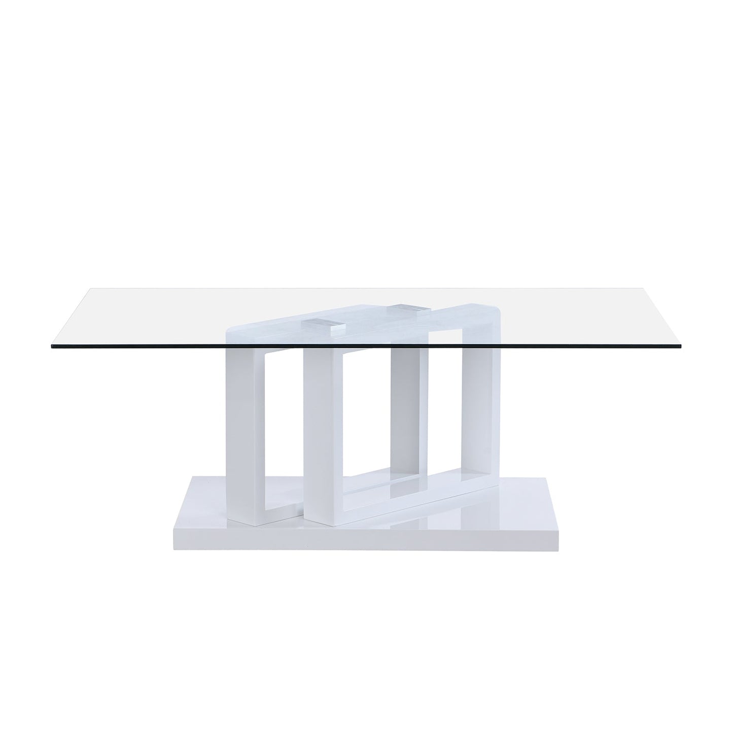 Table basse Lucent blanche brillante avec plateau en verre