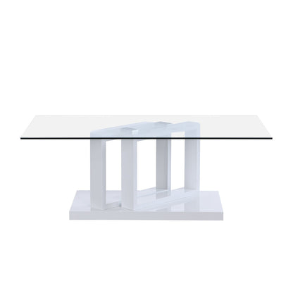 Table basse Lucent blanche brillante avec plateau en verre