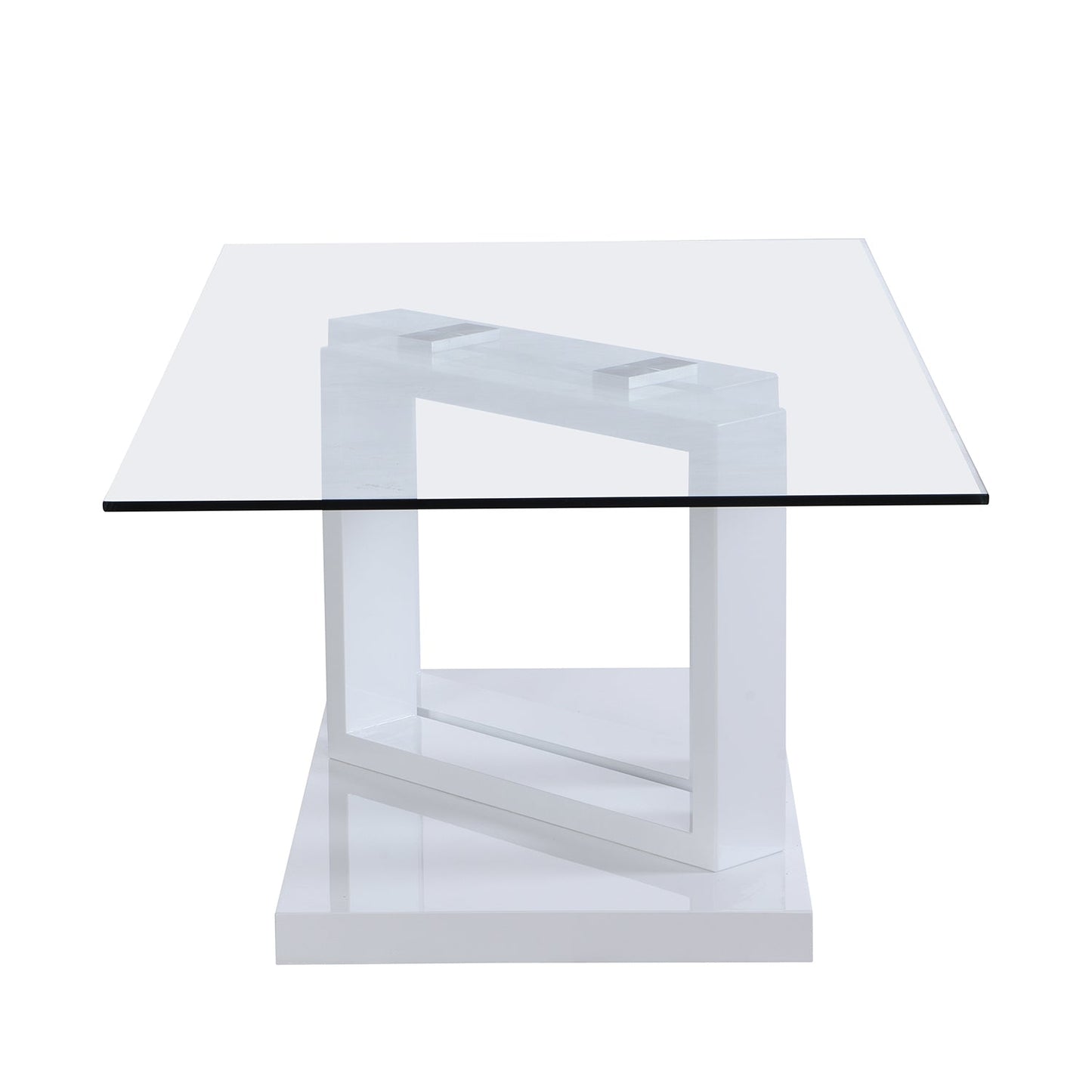 Table basse Lucent blanche brillante avec plateau en verre
