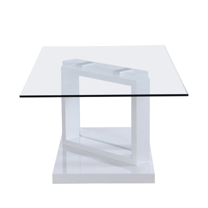 Table basse Lucent blanche brillante avec plateau en verre