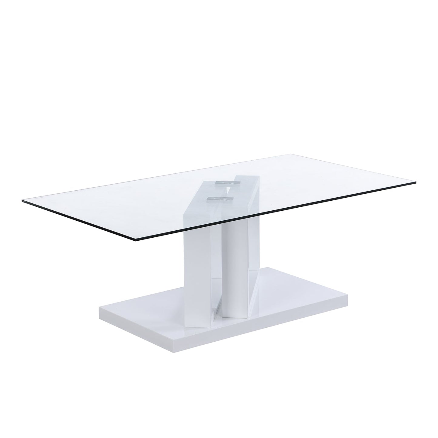 Table basse Lucent blanche brillante avec plateau en verre