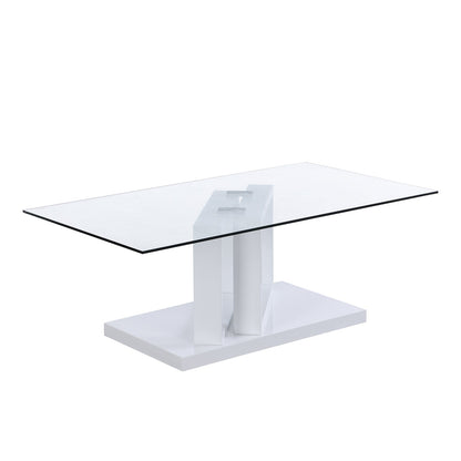 Table basse Lucent blanche brillante avec plateau en verre
