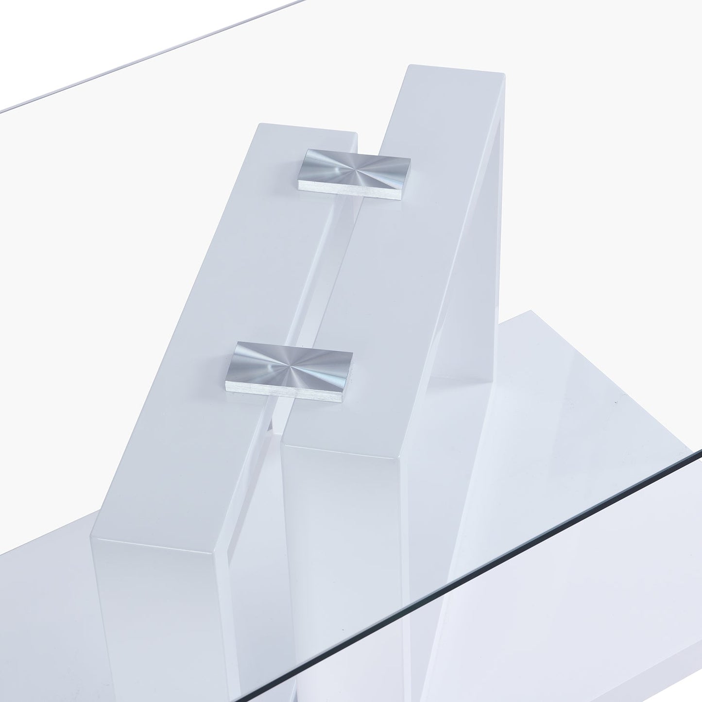 Table basse Lucent blanche brillante avec plateau en verre