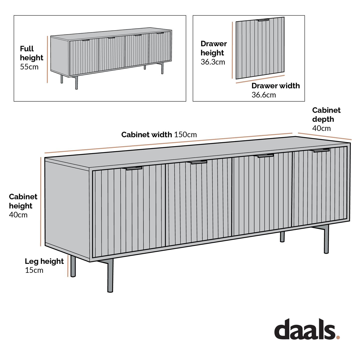 Meuble TV effet chêne Aspen et marbre 150 cm de large