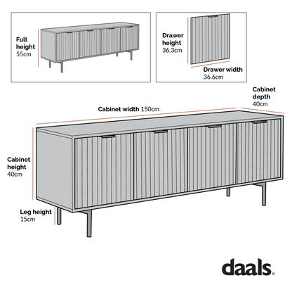 Meuble TV effet chêne Aspen et marbre 150 cm de large