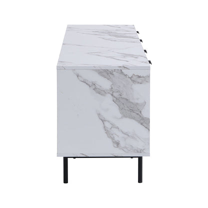 Meuble TV effet chêne Aspen et marbre 150 cm de large