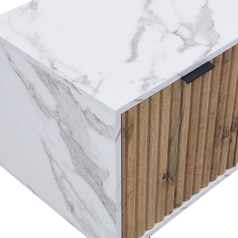 Meuble TV effet chêne Aspen et marbre 150 cm de large