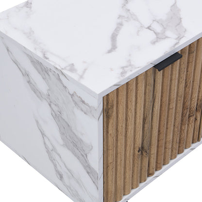 Meuble TV effet chêne Aspen et marbre 150 cm de large