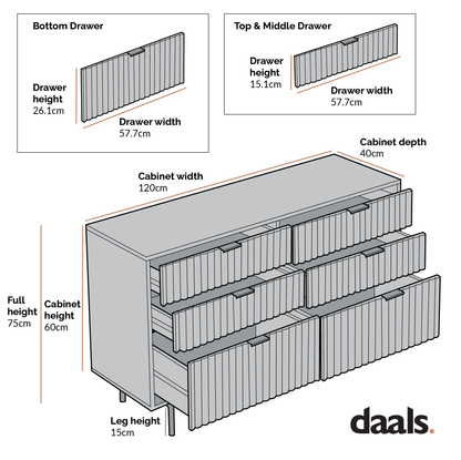 Commode 6 tiroirs effet chêne tremble et marbre