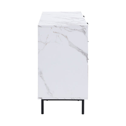 Commode 6 tiroirs effet chêne tremble et marbre