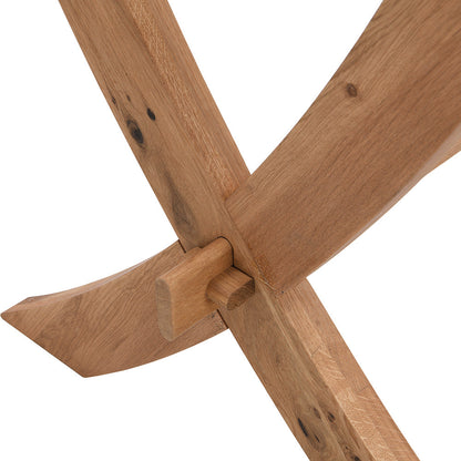 Table à manger rectangulaire Lugano 160 cm avec plateau en verre et pieds en chêne massif