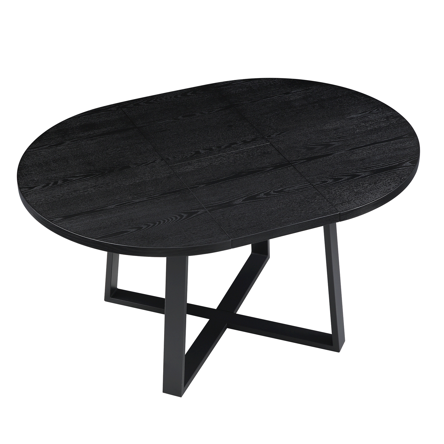 Table à manger ronde extensible BERN avec pieds en métal, noire