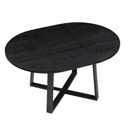 Table à manger ronde extensible BERN avec pieds en métal, noire